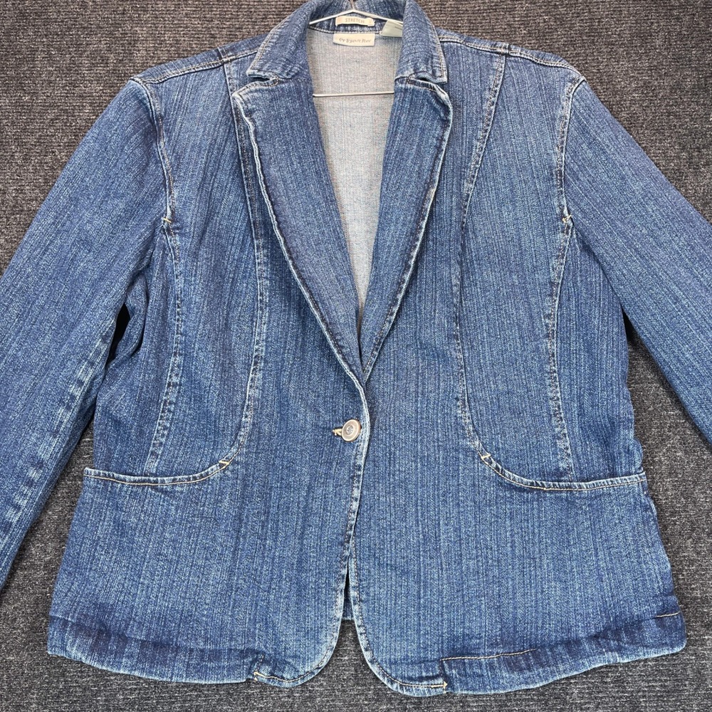 St. John's Bay Denim Blazer Womens XL Blue Stretch Y2K Cottagecore Casual Jacket